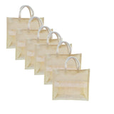 Ahans World Jute Bag with Transparent Window Ideal for Room Hampers OFF WHITE (6, 10 * 8 * 5 INCH)