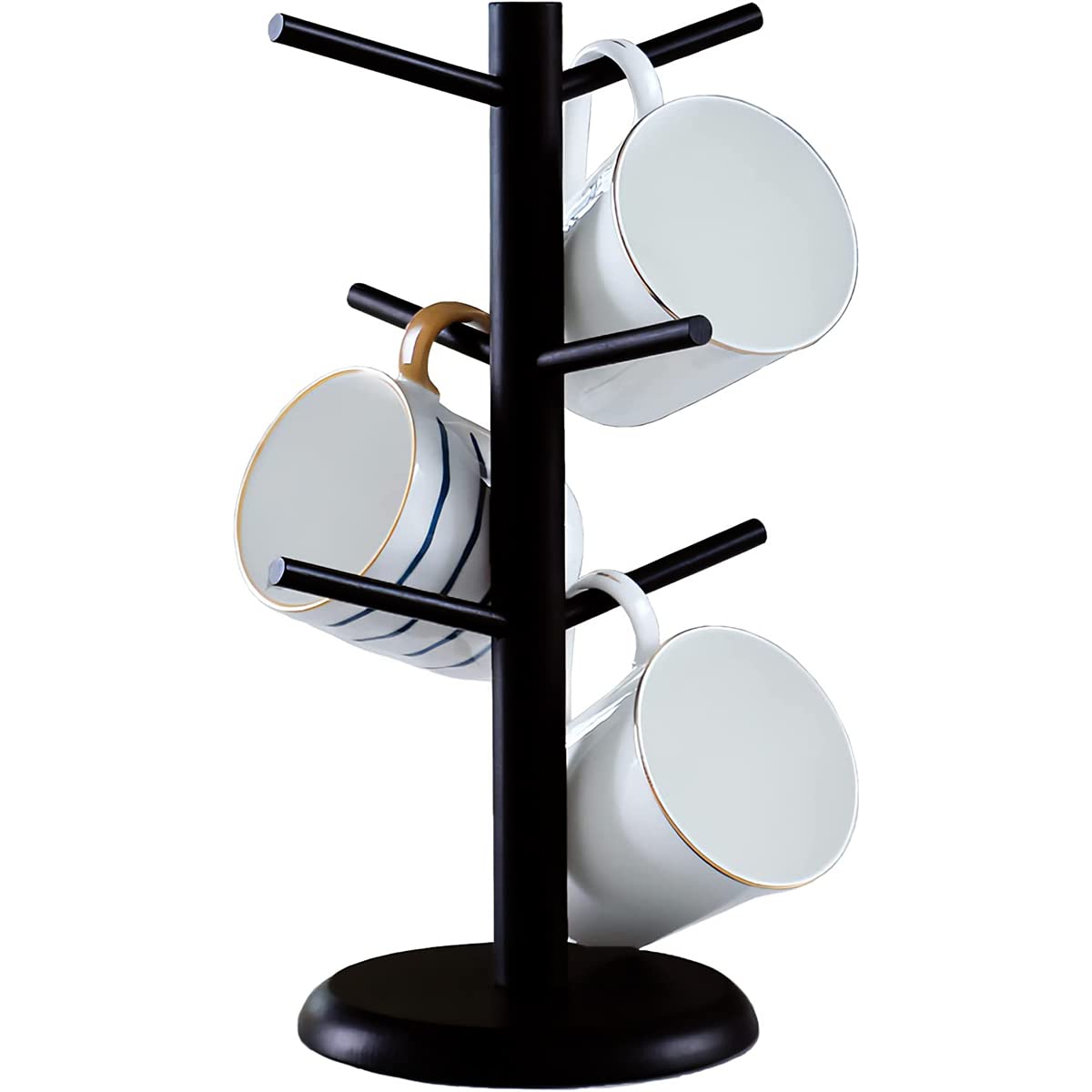 Dorhors Mug Tree,Mug Hanger Stand,Coffee Cup Holder with 6 Hooks,Wood Coffee Mug Holder for Counter,Coffee Bar Accessories and D