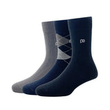 Peter England Mens Cotton Full Length Socks (Pack Of 3) Black, Dark Grey, Navy