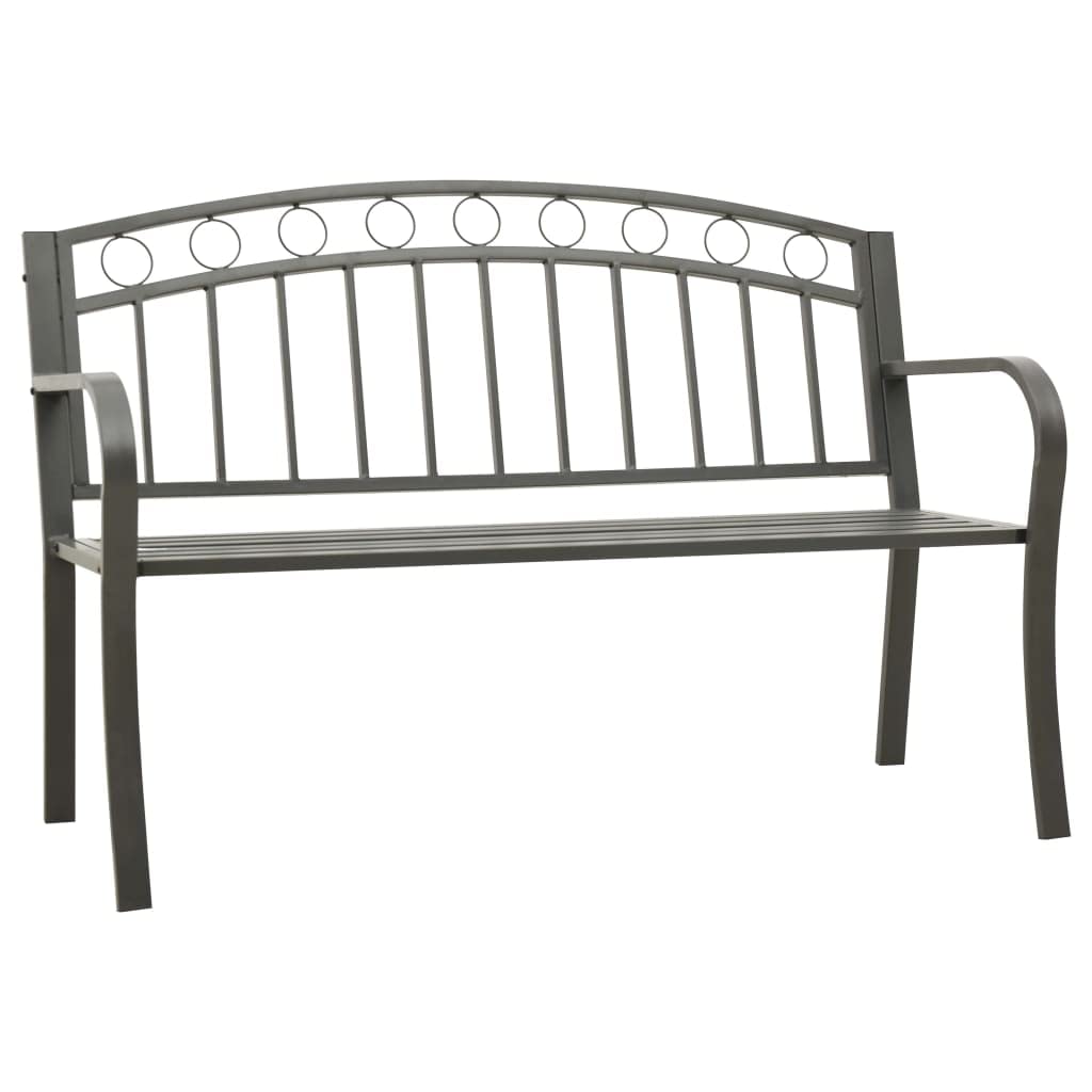 Vidaxl Patio Bench 49.2' - Industrial Gray Powder-Coated Steel - Comfortable And Durable Outdoor Furniture With Weather Resistance And Armrests