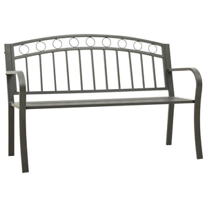 Vidaxl Patio Bench 49.2' - Industrial Gray Powder-Coated Steel - Comfortable And Durable Outdoor Furniture With Weather Resistance And Armrests