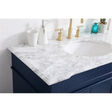 Elegant Decor Wesley 42 Steel And Solid Wood Single Bathroom Vanity Set In Blue
