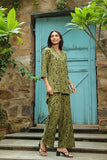 Leriya Fashion Women Printed Party Regular Fit Ethnic Wear Co-Ord Kurta Set For Women (Lf-W2107&Tr1062-3Xl-Green)
