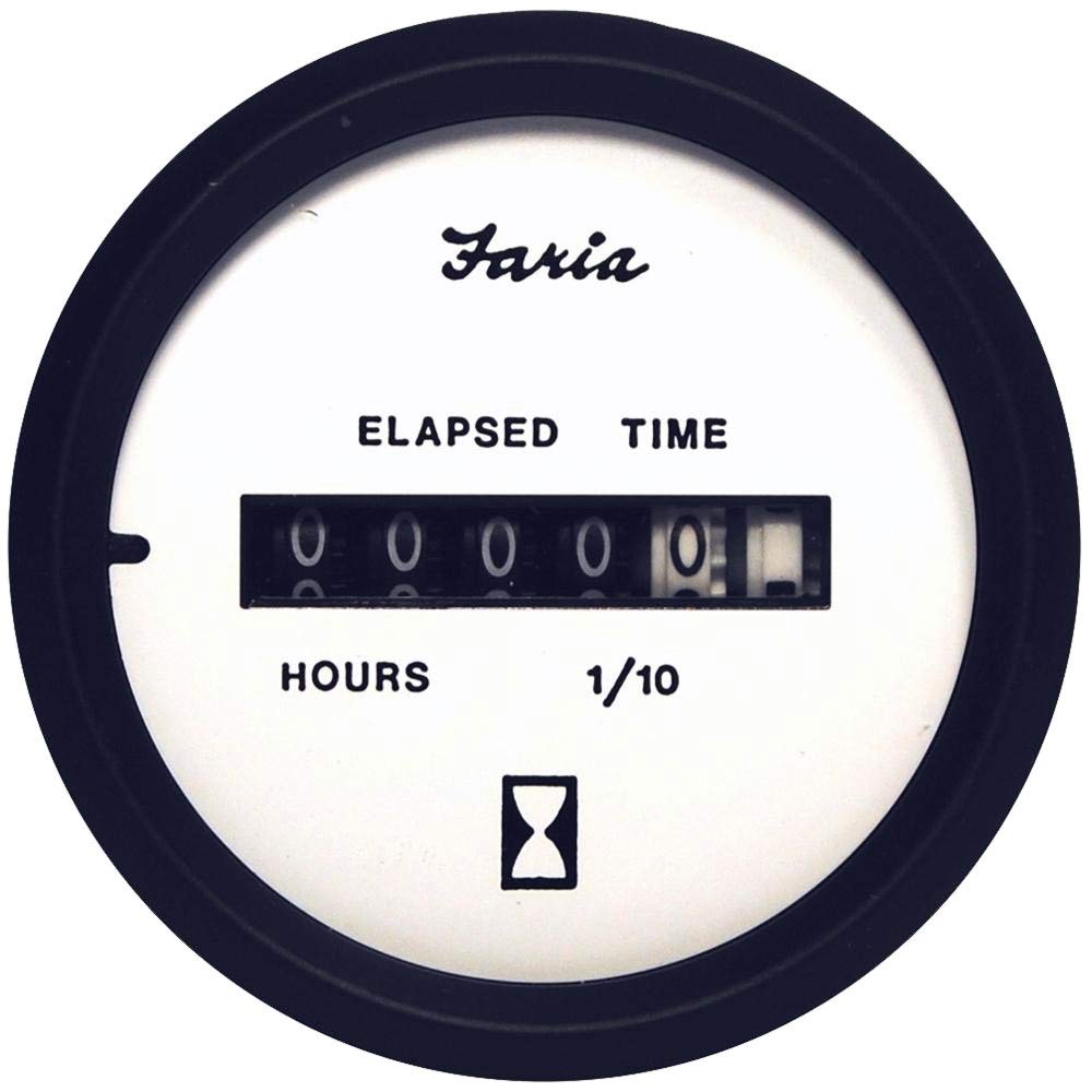 Faria Euro White 2 Hourmeter 10,000 Hrs 12-32Vdc