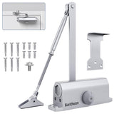 Baridwon Automatic Door Closer Medium Size for Home & Commercial, Heavy Duty No Slam Mechanism, Silver