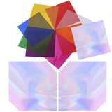 TuNan 220PCS Cellophane Sheets, Iridescent Wrapping Paper for Gift Wrap Iridescent Film Crafts DIY Decoration Holographic Flower