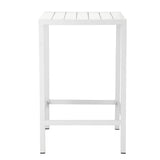 Benjara BM287842 Patio Kylo 43 Inch Outdoor Bar Table, Crisp White Aluminum Metal Frame, Small