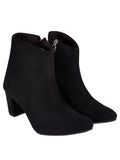 Shoetopai Women'S Black Ankle Boots Faux Suede Block Heel Booties With Side Zip Closure Stylish & Comfortable For Fall/Winter Eu37,Black,4,B0BSC4K2ZZ