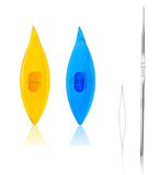 Jasol Tatting Shuttle Kit 4 Pcs 2 Plastic Tatting Shuttles With Smooth Groove, 1 Beading Needle, 1 Crochet Hook Diy Hand Lac