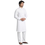 Manyavar Stylish Selfdesign Full Sleeves Kurta For Men - (White, Medium)
