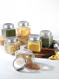 Vency Piramal Glass Round 500ml Transparent Glass Jars & Containers for Kitchen Pantry, Snacks, Masala, Pickles, Dry Fruits, Coffee Beans Storage with Steel Lid (500ml, Set Of 6)