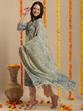 Gosriki Women'S Rayon Blend Printed Straight Kurta With Pant & Dupatta (Moringa Blue-Vks04-Gs_3Xl_Blue_Xxx-Large),Blue,3,B0DK9PQG19