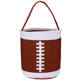 XinblueCo football basket Easter baskets for kids Canvas Easter Egg Hunt Baskets Halloween Trick or Treat Candy Bucket for Hallo