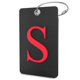 Shacke Luggage Tag Initial - Fully Bendable Tag w/Stainless Steel Loop - Black (Letter S)