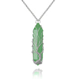 VIBILIA Healing Crystal Necklace Tree of Life Wire Wrapped Natural Green Aventurine Stone Point Pendant Necklace Hexagonal Reiki
