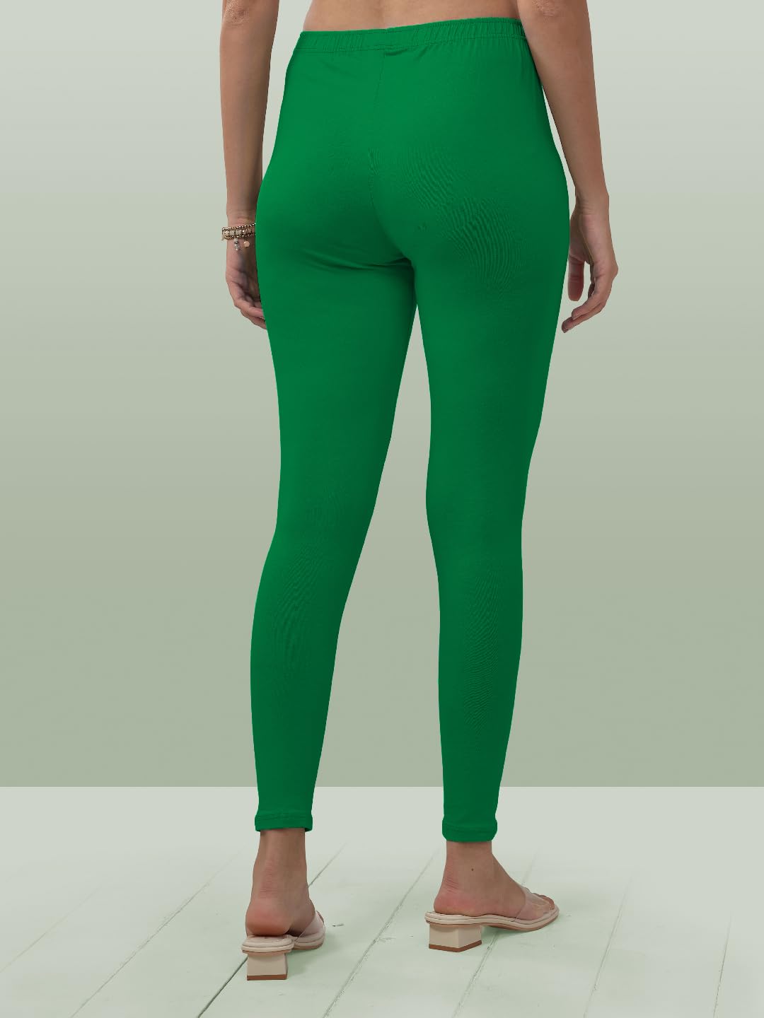 Lyra Women Solid Premium Cotton Ankle Length Leggings | Mid-Waist | Fashionwear Jade L