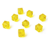 Chengmu 8mm Cube Glass Beads for Jewelry Making, Faceted Square Crytal Spacer Beads for Bracelet Necklace Earring, Yellow 180pcs