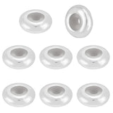 BENECREAT 8Pcs Sterling Silver Beads with Rubber, Rondelle Slider Stopper, Silver Crimp Beads for DIY Bracelet, Necklace Jewelry