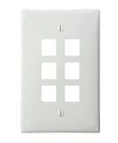 Leviton 410916WN QuickPort Midsize Wallplate, Single Gang, 6Port, White