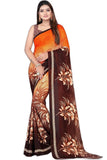 Leelavati Printed Bollywood Georgette Saree For Women With Unsticted Blouse Peice (Orange) (ALv 1118)
