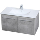 Elegant Decor Rasina 36 Single Porcelain Top Floating Bathroom Vanity In Gray