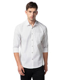 FYLTR Men's Solid 100% Cotton Casual Full Sleeves Shirt with Pocket,Thunder White