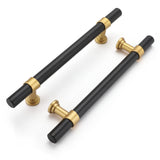 Haliwu 10 Pack Black Cabinet Pulls, Black&Gold Cabinet Handles, Barrel Cabinet Handles Drawer Pulls Kitchen Cabinet Hardware,5 i