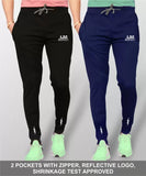 LookMark Men's Combo Slim Fit Solid Lycra Blend Full Elastic Sport Wear Running Gym Stretchable Jogger Track Pant in Black & Navy Color(Track 04 Black-Track 04 Navy-XXL),Black-Navy