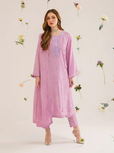 Anni Designer Women Rayon Blend Floral Embroidered Straight Pakistani Suits Kurta Set (Rupati Pink_L_Pink_Large),Pink,L,Rayon,Regular,