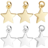 Beebeecraft 1 Box 20Pcs Star Charms 18K Gold&925 Sterling Silver Plated Pentagram Charm Small Metal Moon Star Shape Dangle Penda