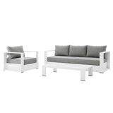 Modway Tahoe Outdoor Patio PowderCoated Aluminum 3Piece Set, White Gray