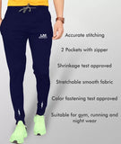 LookMark Men's Slim Fit Solid Lycra Blend Full Elastic Sport Wear Running Gym Stretchable Jogger Track Pant in Navy Color(Track 04 Navy-L),Navy