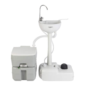 VINGLI Upgraded Portable Sink and Toilet Combo| Self-contained 5 Gal Hand Washing Station & 5.3 Gal Flushing Toilet, Perfect for