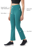 PUMPD Womens Stretchable All-Purpose Flare Pants -Lightweight Anti-Odor Squat Proof Dry Tech Ultra Soft Seams,Green Queen