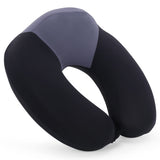 The Quirk Box Travel Pillow 100% Memory Foam Neck Pillow Comfortable Neck Pillow For Flight Airplane Train Rides (Black & Grey)