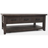 Jofran Madison County Solid Reclaimed Wood Rustic Farmhouse Harris Coffee Table With Storage Drawers, Barnwood Brown