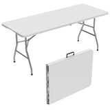 Allpop 6Ft Folding Table for Indoor Outdoor, Fold-in-Half Portable Plastic Dining Table with Carrying Handle for Picnic Party Ca