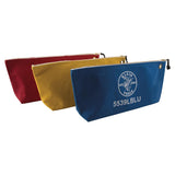 Klein Tools 5539LCPAK Zipper Bags, Large 16Inch Canvas Tool Pouches for Tool Storage with Brass Zipper, and Grommet for Hanging