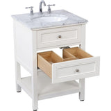 Elegant Decor Metropolis 24 Single Marble Top Bathroom Vanity In White