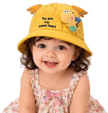 Yanwenx Kids Bucket Hat With Cartoon Patch & Wing Design Cotton Summer Cap For Boys & Girls (25 Years) Breathable Sun Protect