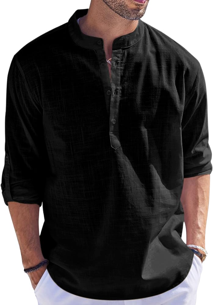 Bellstone Men'S Cotton Blend Solid Regular Kurta Shirt(Kurta1500_Single_Black_Medium