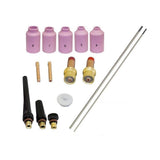 WeldingCity 15-pcs TIG Welding Torch Accessory Kit (1/16-3/32) Collet-Gas Lens-Ceramic Cup-Gasket-Back Cap with 2% Ceriated (Gra