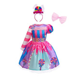 Dressy Daisy Little Girls Sweet Candy Birthday Party Fancy Dress Carnival Halloween Costume with Headband Size 8-10, Pink