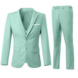 Men Suits Slim Fit 3 Piece Mint Green Business Wedding Suits Tuxedos Groomsmen Prom Blazer Jacket Vest Pants Men Suit Set L-New