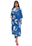 Anni Designer Women'S Rayon Blend Straight Printed Kurta With Pant (Anaar-Blue_Xl_Blue_X-Large),Blue,XL