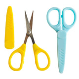 2Pcs Small Scissors, Sharp Little Scissors,Craft Shears for Classroom Office Home Tailor, Blue & Yellow with Cover