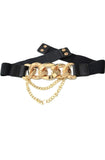 Artlabel Women Waist Belt Stretchy Cinch Big Chain Artificial Leather Elastic Waistband For Ladies Girls Dress Decoration (Black