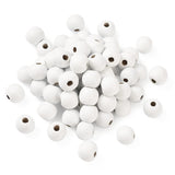 Craftdady 200pcs 12mm Natural Dyed White Color Wooden Round Ball Spacer Loose Beads with 4mm Hole for DIY Jewelry Craft Making