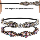 Amariver 2 Pieces Rhinestone Beaded Elastic Headband