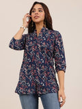 Libas Women'S Cotton Printed Straight Kurti (29639_Blue_M)